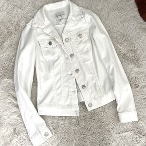 Jessica Simpson white jean jacket